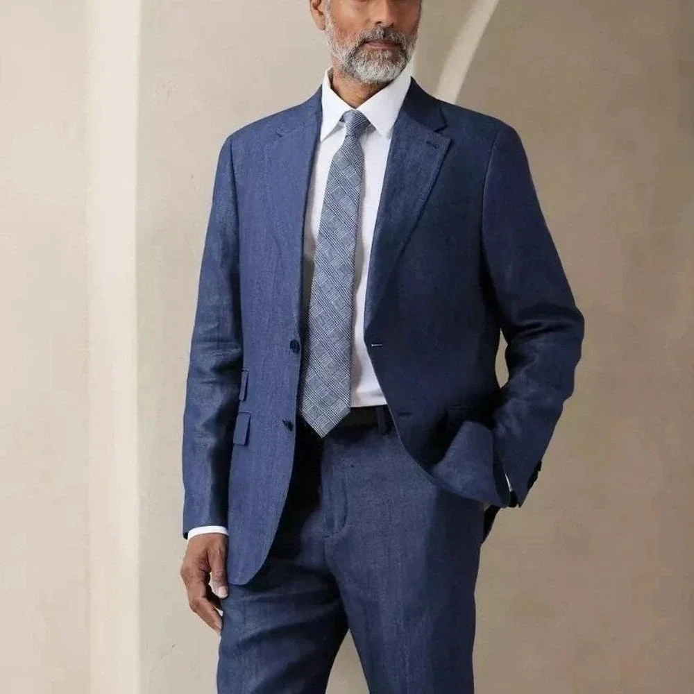 Banana Republic Navy Blue Linen-Blend Sport Coat